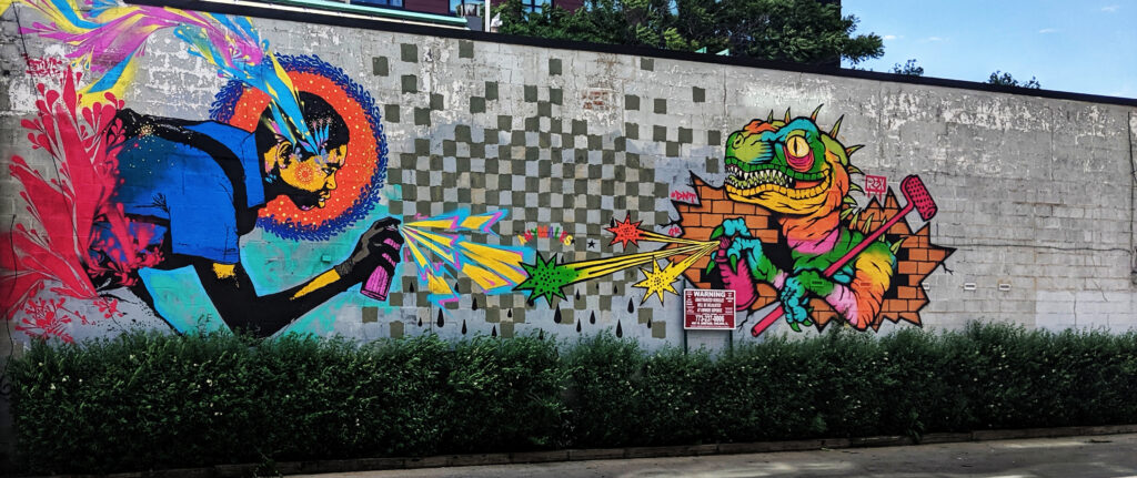 Street art in Wicker Park Chicago by artist Stinkfish